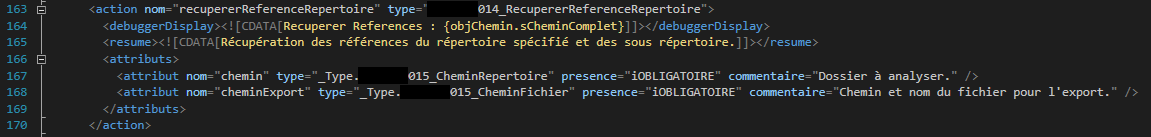 Ajout de l'action dans le XML du text templating