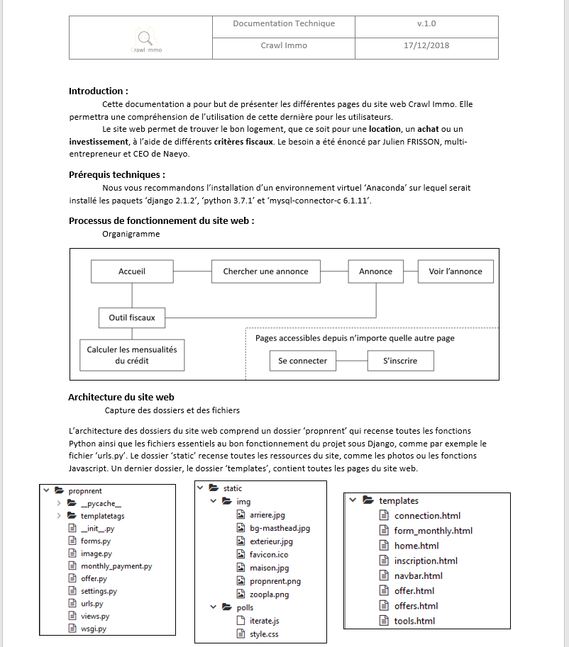 Page de la documentation technique de Crawl'Immo